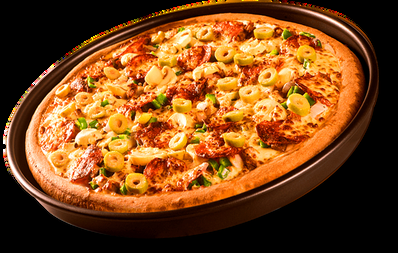Pizza with cheese and vegetable toppings